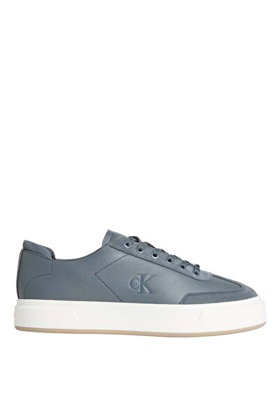 Calvin Klein Gri Erkek Deri Sneaker BASKET CUPSOLE LUP WT LTH