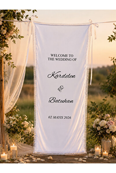 lafazan Dantelli Şifon Karşılama Panosu Organizasyon Düğün Söz Nişan Wedding ...
