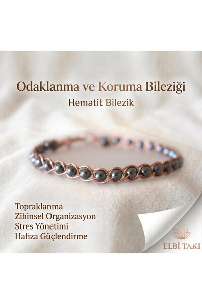 Elbi Takı Örgü Model Hematit Odak Bilezik