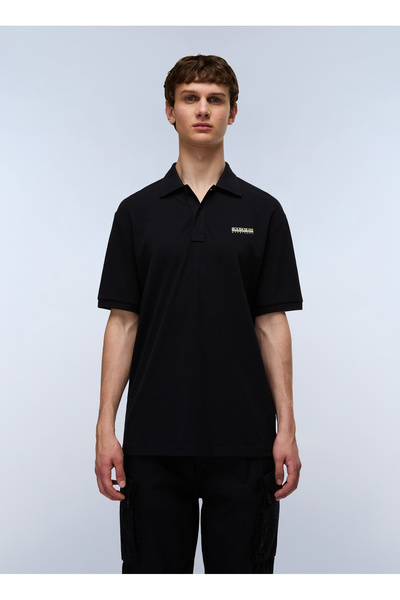 Napapijri E-SMALL BOX SS-NP0A88TQ9411 Siyah Erkek Polo T-Shirt