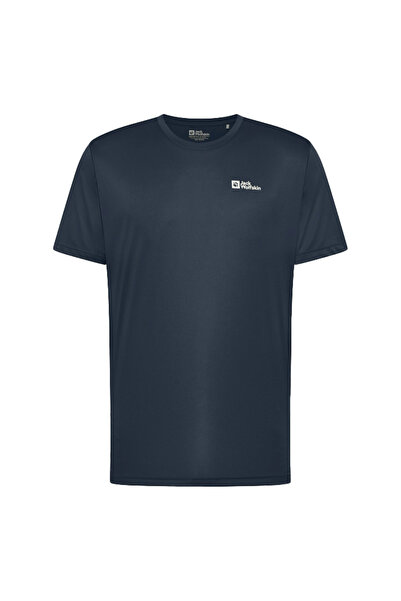 Jack Wolfskin TECH T M Koyu Mavi Bisiklet Regular Fit Logo Baskılı Erkek T-Shirt
