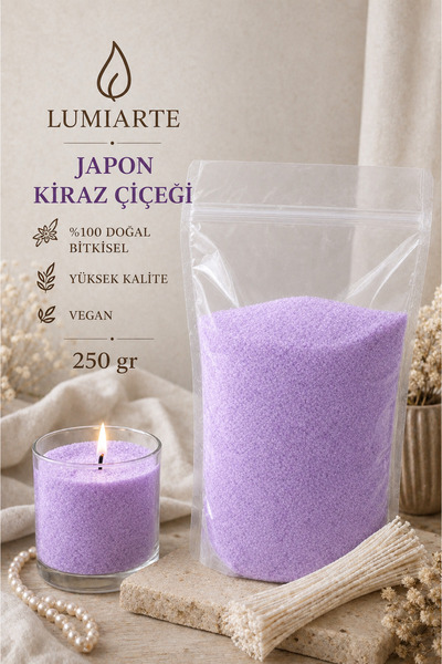 Lumiarte Japon Kiraz Çiçeği İnci Tozu Mum 250 Gr Doğal Bitkisel Vegan 10 Adet...