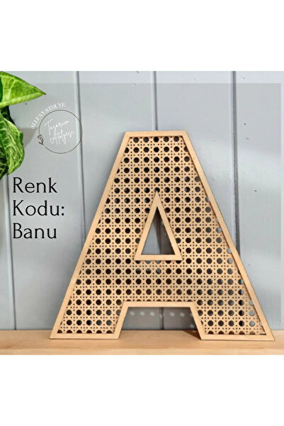 AllFayLazer Isme Özel Hazeran Harf Ahşap Rattan Kapı Bebek Ve Çocuk Odası Kap...