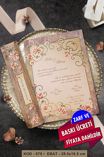 Cem Davetiye Düğün Nişan Nikah Kına Davetiyesi - 879