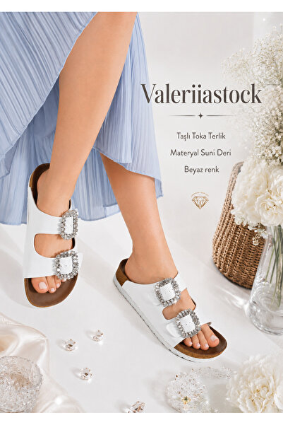 Valeriiastock شبشب بإبزيم حجري للموسم الجديد بإبزيم مزدوج