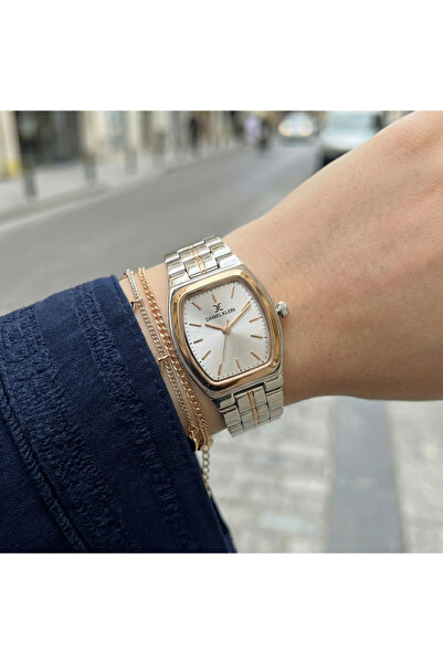 Daniel Klein Premium Silver and Rose Gold Stainless Steel Watch for Women DK....