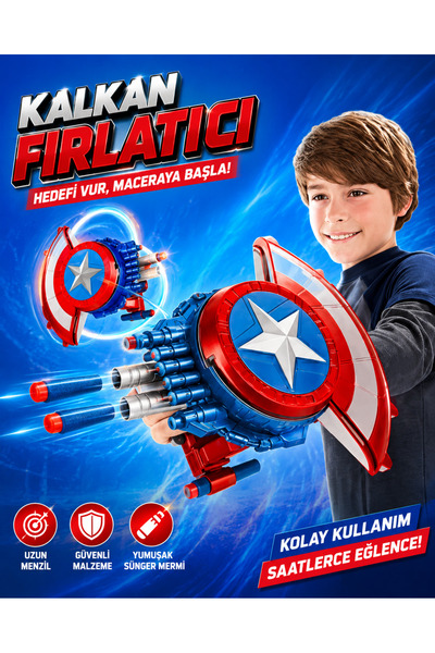Retoys AVENGERS Kaptan Amerika Mermi Fırlatan Oyuncak Kalkan 27Cm