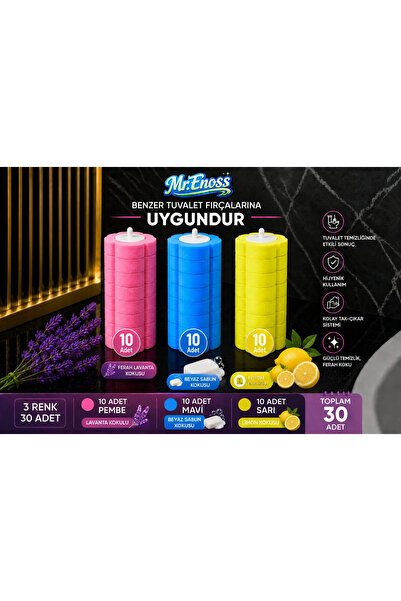 Mr.enoss Set de bureți de rezervă compatibili, 3 culori, 30 bucăți, bureți pe...