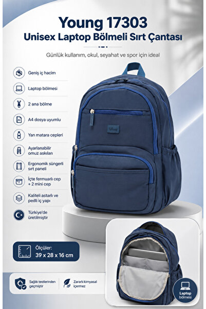 KAFF Rucsac unisex Young 17303 albastru cu compartiment pentru laptop