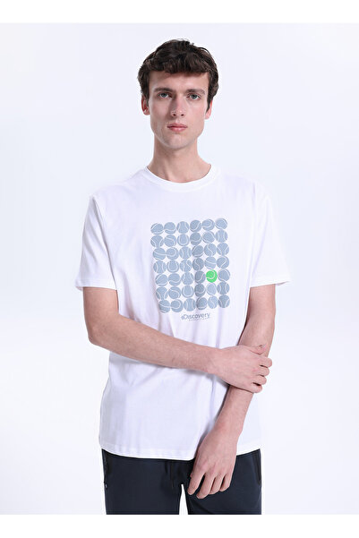 Discovery Expedition D6SM-TST3737 Beyaz Bisiklet Yaka Relaxed Fit Erkek T-Shirt