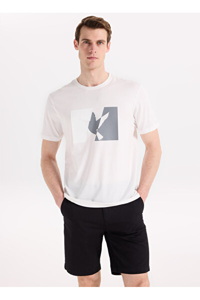 Fabrika Beyaz Erkek Relaxed Baskılı T-Shirt F6SM-TST 2614