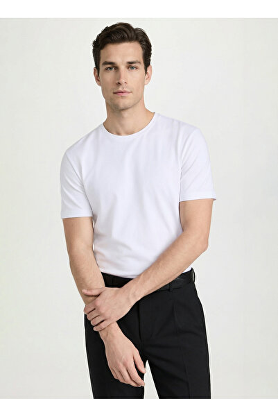 Fabrika Beyaz Erkek Bisiklet Yaka Relaxed T-Shirt F4SM-TST 2847