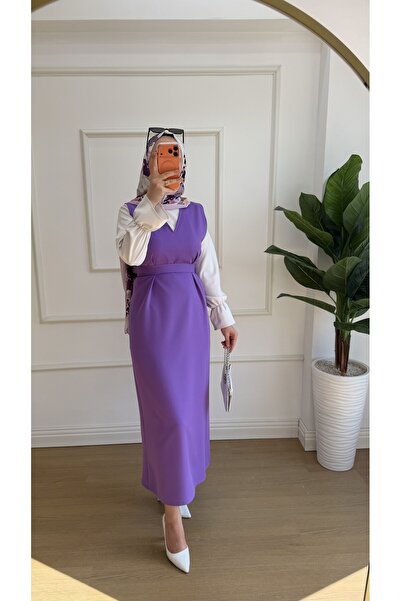 Nisa Nalbantoğlu Lilac Crepe Tesettür Plain Jile
