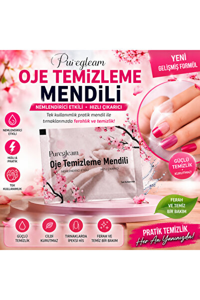 PUREGLEAM Oje Silme Mendili Hızlı Çıkarıcı Tekli Paket Oje Temizleyici
