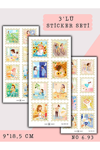 Else Craft 3'lü Günlük Yaşam Mood Pul Temalı Sticker 6.93 - Ajanda Planlayıcı...