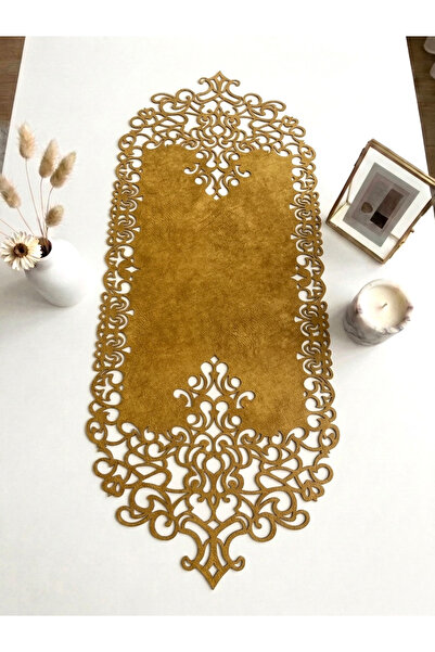 Ergüven Home Aleer din Tesatura din piele intoarsa galben mustar 40x100 Cm Ma...