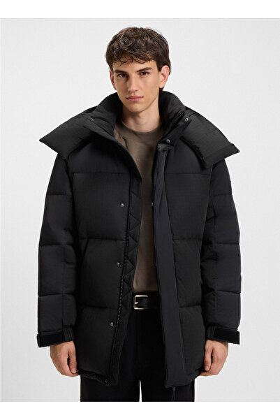 HUGO Siyah Erkek Kapüşonlu Regular Fit Mont 50549098_Melmus2541