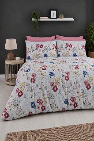 Sheri Home Lastikli Çarşaflı Nevresim Takımı Çift Kişilik Premium CottonALAÇA...