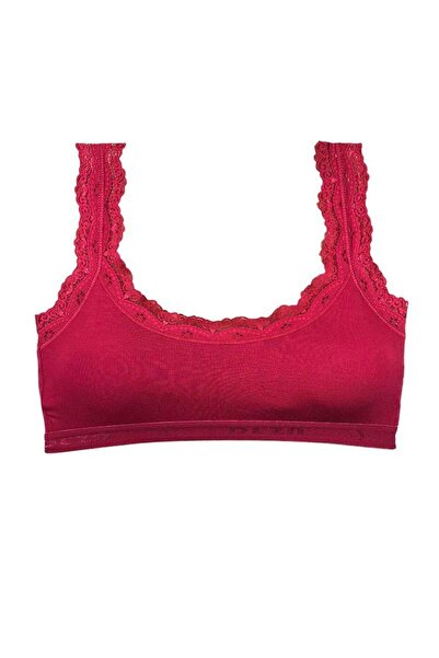 Generic Brand Lace Embroidered Padded Bamboo Women's Bustier Claret Red