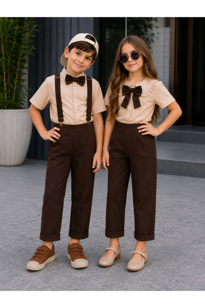 KOKOŞ BEBEK Girl's Combination Set with Bow Tie, Special Occasion Combination...