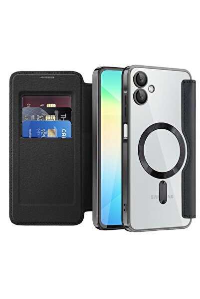 Techsuit Case for Samsung Galaxy A06 - SmartMag Book Case - Black