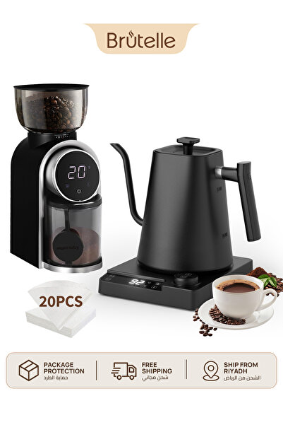 Brutelle Pour Over Coffee Maker Set Electric Gooseneck Kettle V02 Filters Bur...
