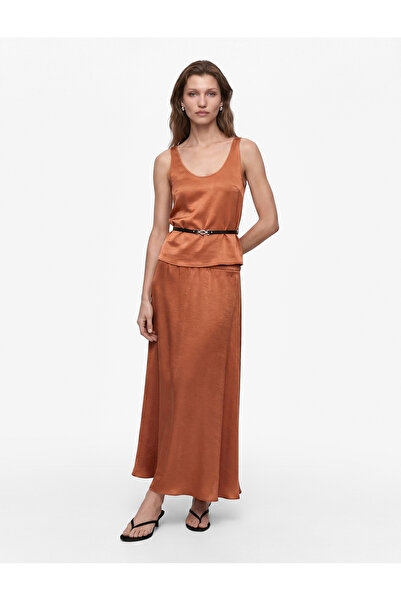 Koton Belted U-Neck Sleeveless Satin Blouse