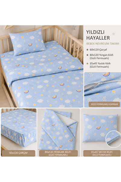 Bebek Bedding Set Animal Themed, Zippered, 60% Cotton 40% Polyamide 80X120 Ch...
