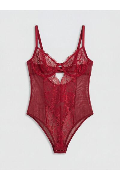 THE SECRET KİSS KADIN BORDO DANTELLİ TÜLLÜ BABYDOLL