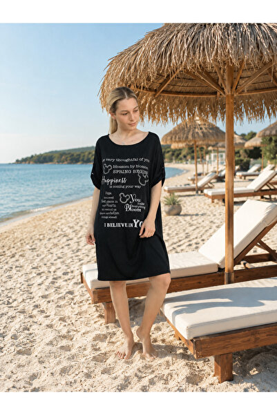 Bohemian Women's Black Organic Cotton Summer Natural Dress