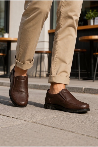 viderri Men's Brown Orthopedic Dad Comfortable Inside and Outside H Genuine L...