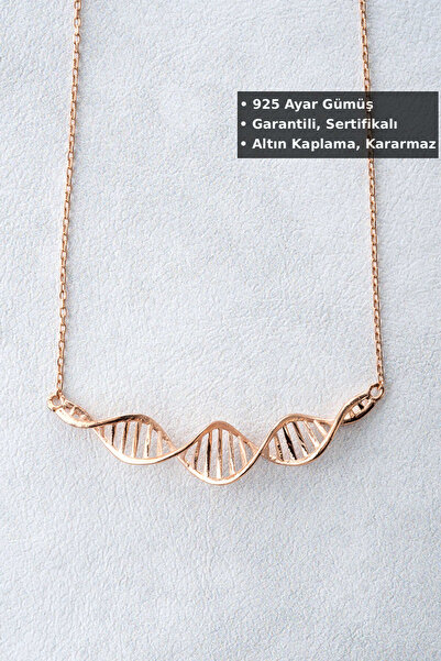 Jewelmim Gümüş DNA Kolye | Rose Altın Kaplama Sevgiliye Özel Hediye DNA Figür...