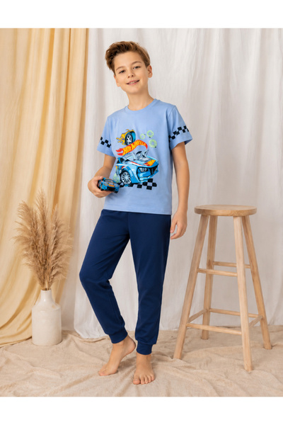 HOT WHEELS Lisanslı Erkek Çocuk Pijama Takımı %100 Pamuk Süprem Penye Yazlık ...