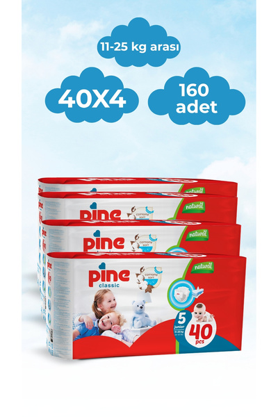 Pine Classic Junior 11-25 kg 160 Pieces Advantage Package Baby Diapers (4X40)