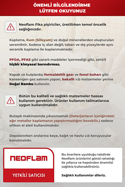 NEOFLAM Fika Alüminyum Döküm Cam Kapaklı Full Set 30 Parça Krem Tencere & Tava Seti
