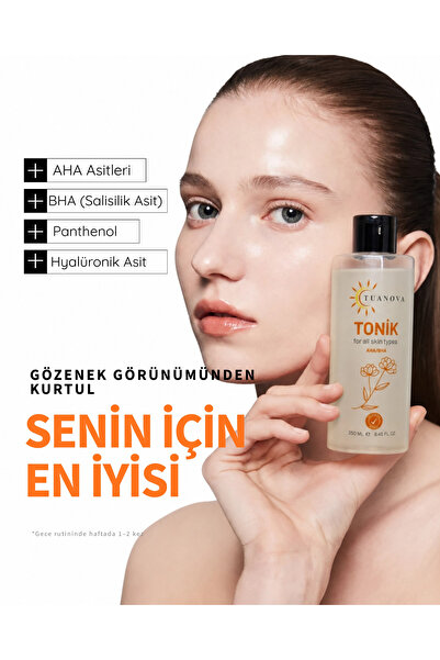 TUANOVA Dermatolog Onaylı Gözenek Sıkılaştırıcı Ve Yatıştırıcı Tonik AHA/BHA ...