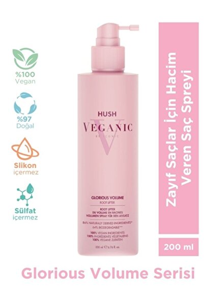 HUSH Veganic Glorious Volume Zayıf Saçlar İçin Hacim Veren Sprey 200 ml
