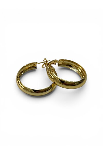 Gold Color Curved Ring Earrings (3 cm)