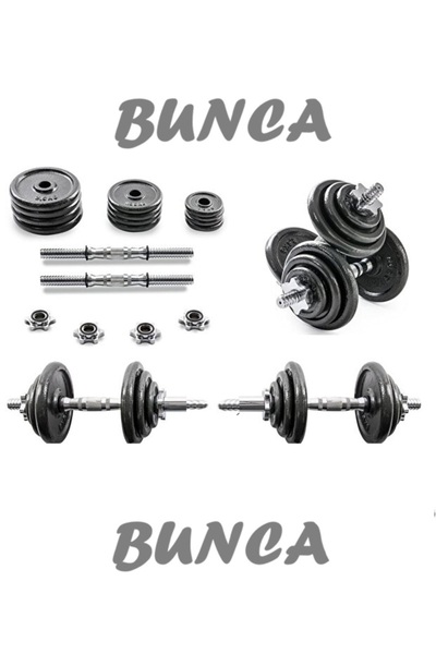 BUNCA Adjustable Dumbbell Set 20kg Cast Iron with Solid Handles for Home Gym ...