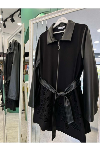Modario Hale Leather Detail Jacket - Black - 2