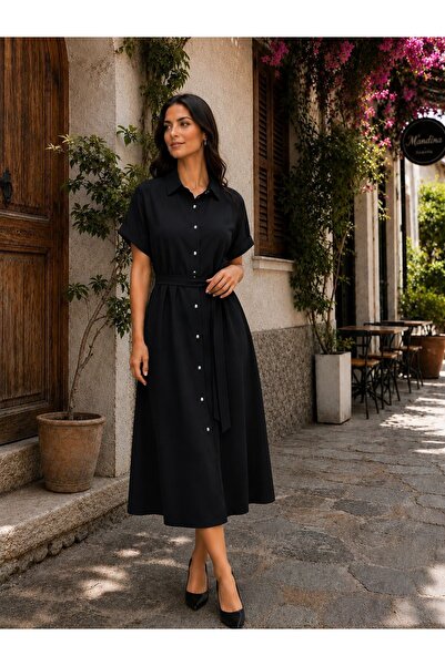 Wise&Go Store Kadın Yazlık Pamuklu Rahat Kalıp Keten Elbise ( 1 BEDEN KÜÇÜK A...