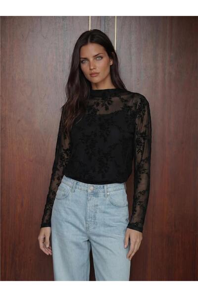 WeShaya Black Polyester Textured Patterned Long Sleeve Lined Straight Cut Sli...