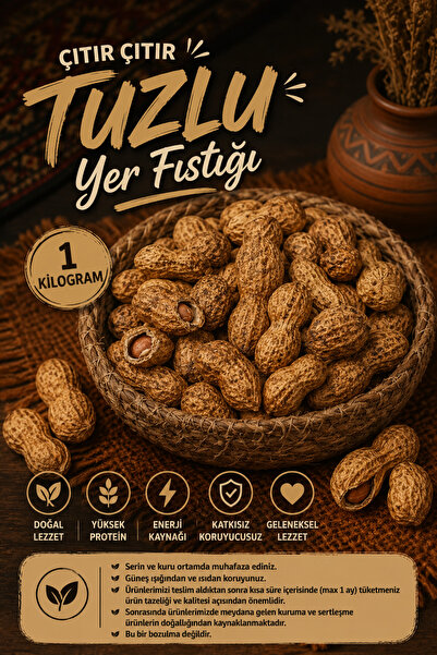 ÜLKÜ KURUYEMİŞ (1 KG) Taze Tuzlu Kabuklu Yer Fıstığı Hediyelik Atıştırmalık