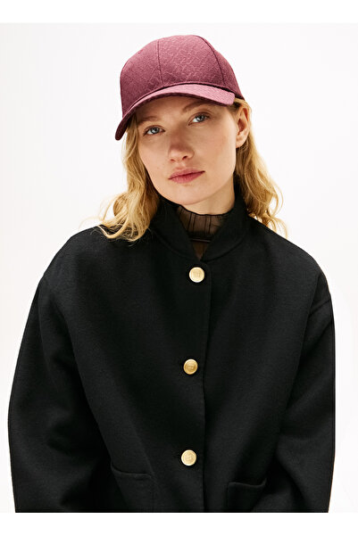 Tommy Hilfiger Bordo Kadın Geometrik Desenli Şapka TH MONOGRAM CAP