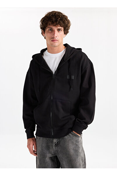 HUGO Siyah Erkek Rahat Sweatshirt 50546874_Delastomer