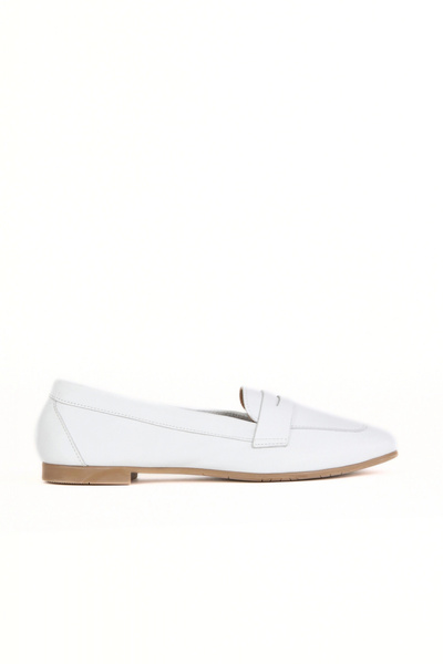 Bueno Shoes Λευκές Δερμάτινες Γυναικείες Flat Μπαλαρίνες 01wy0801