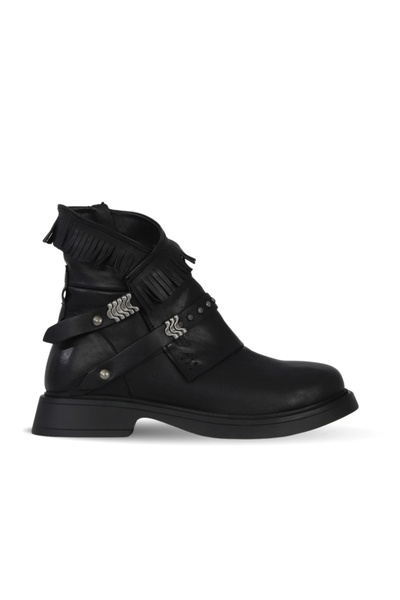 Bueno Shoes Black Leather Women's Flat Boots 30Wb24598