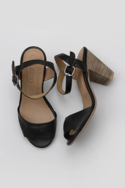 Bueno Shoes Sandale cu toc pentru femei din piele neagră 01wq8204