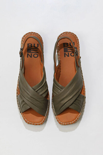 Bueno Shoes Sandale espadrille de damă din piele verde 01ws9912