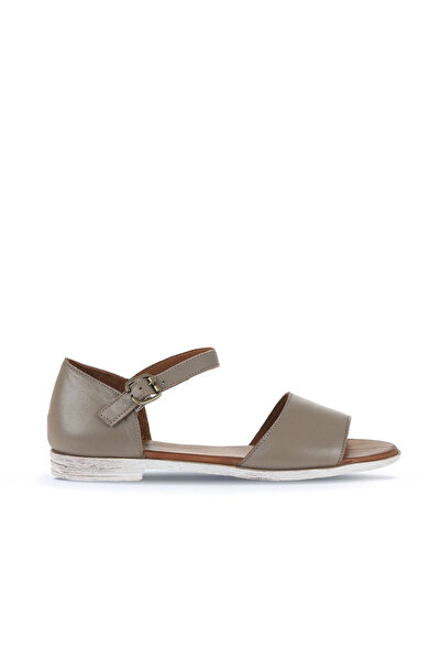 Bueno Shoes Sandale plate de damă din piele argintie 01wa3006